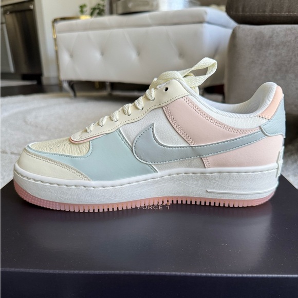 New Nike Air Force 1 Shadow Size 9 Coconut Milk Light Silver Sail Crimson Tint - Picture 9 of 15